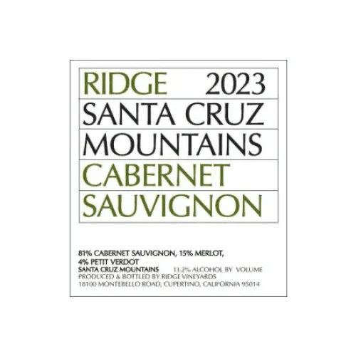 Ridge Vineyards Santa Cruz Mountains Cabernet Sauvignon 2023 750ml